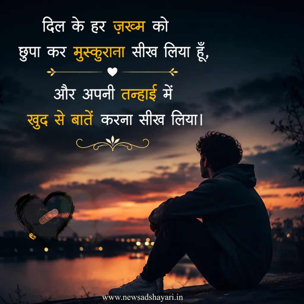 Latest Heart touching Emotional Alone Sad shayari In Hindi image